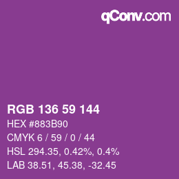 Color code: RGB 136 59 144 | qconv.com