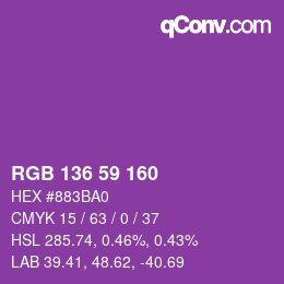 Color code: RGB 136 59 160 | qconv.com