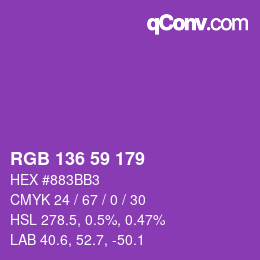Color code: RGB 136 59 179 | qconv.com