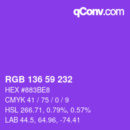 Color code: RGB 136 59 232 | qconv.com