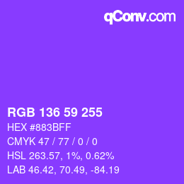 Color code: RGB 136 59 255 | qconv.com