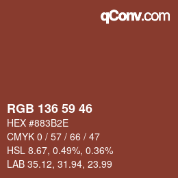 Color code: RGB 136 59 46 | qconv.com