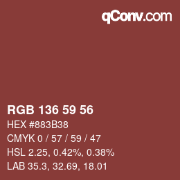 Color code: RGB 136 59 56 | qconv.com