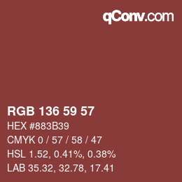 Color code: RGB 136 59 57 | qconv.com