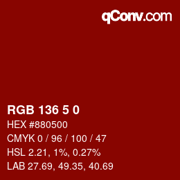 Color code: RGB 136 5 0 | qconv.com