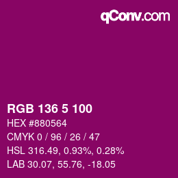 カラーコード: RGB 136 5 100 | qconv.com
