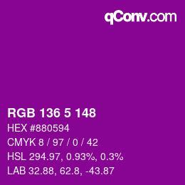 Color code: RGB 136 5 148 | qconv.com