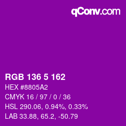 Code couleur: RGB 136 5 162 | qconv.com
