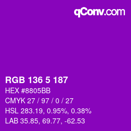Farbcode: RGB 136 5 187 | qconv.com