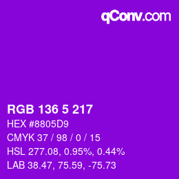 Color code: RGB 136 5 217 | qconv.com