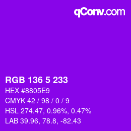 カラーコード: RGB 136 5 233 | qconv.com