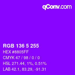 Farbcode: RGB 136 5 255 | qconv.com
