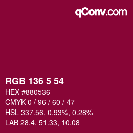 カラーコード: RGB 136 5 54 | qconv.com