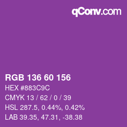 カラーコード: RGB 136 60 156 | qconv.com
