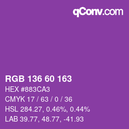 Color code: RGB 136 60 163 | qconv.com