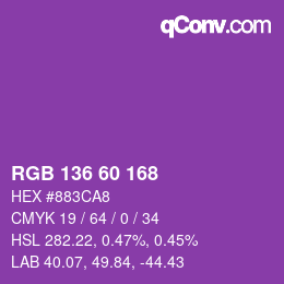 Color code: RGB 136 60 168 | qconv.com