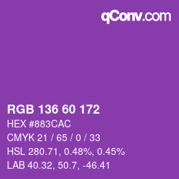 カラーコード: RGB 136 60 172 | qconv.com