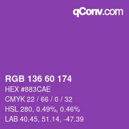 Color code: RGB 136 60 174 | qconv.com