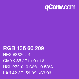 Color code: RGB 136 60 209 | qconv.com