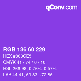 Color code: RGB 136 60 229 | qconv.com