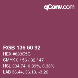 カラーコード: RGB 136 60 92 | qconv.com