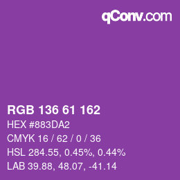 カラーコード: RGB 136 61 162 | qconv.com