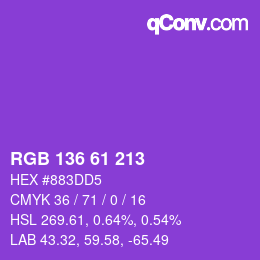 Color code: RGB 136 61 213 | qconv.com