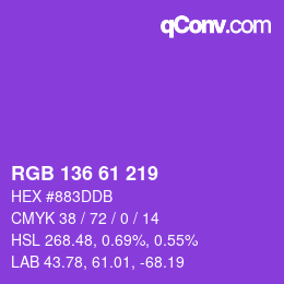 Color code: RGB 136 61 219 | qconv.com
