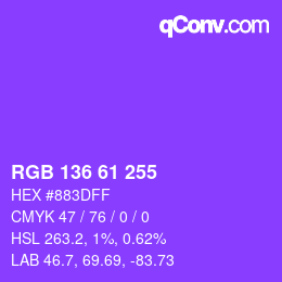 Color code: RGB 136 61 255 | qconv.com