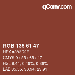 Color code: RGB 136 61 47 | qconv.com