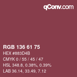 Color code: RGB 136 61 75 | qconv.com