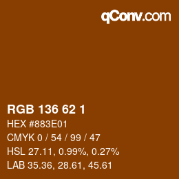 Color code: RGB 136 62 1 | qconv.com