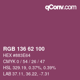 Color code: RGB 136 62 100 | qconv.com