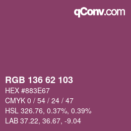 カラーコード: RGB 136 62 103 | qconv.com