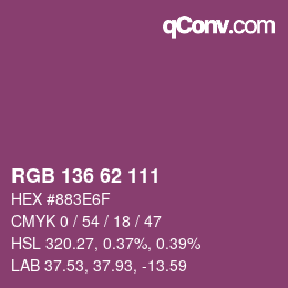 Color code: RGB 136 62 111 | qconv.com