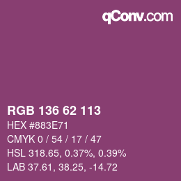 Color code: RGB 136 62 113 | qconv.com