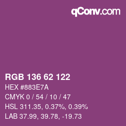 Color code: RGB 136 62 122 | qconv.com