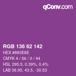 Color code: RGB 136 62 142 | qconv.com