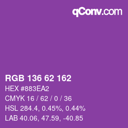 カラーコード: RGB 136 62 162 | qconv.com