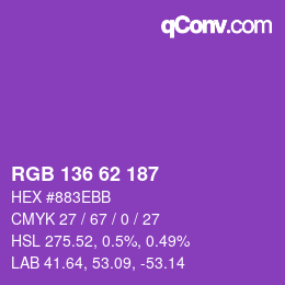 Color code: RGB 136 62 187 | qconv.com
