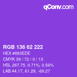 Color code: RGB 136 62 222 | qconv.com