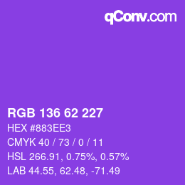 Color code: RGB 136 62 227 | qconv.com