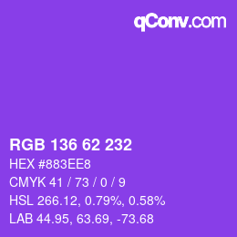 Color code: RGB 136 62 232 | qconv.com