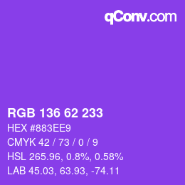 Color code: RGB 136 62 233 | qconv.com