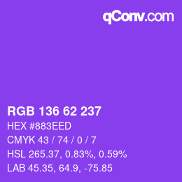 Color code: RGB 136 62 237 | qconv.com