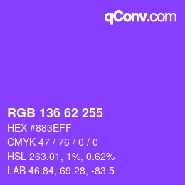 Color code: RGB 136 62 255 | qconv.com