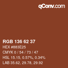 Color code: RGB 136 62 37 | qconv.com