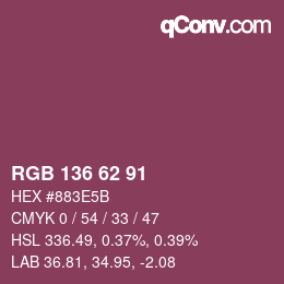 Color code: RGB 136 62 91 | qconv.com