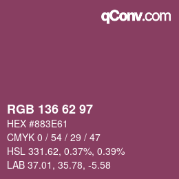 カラーコード: RGB 136 62 97 | qconv.com