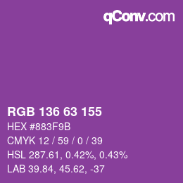 カラーコード: RGB 136 63 155 | qconv.com